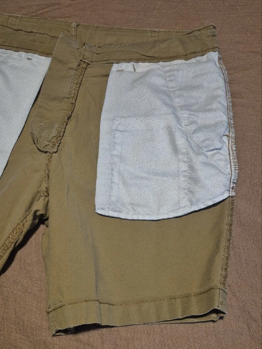 American Eagle Outfitters Men’s Olive-Tan Flat Front Shorts